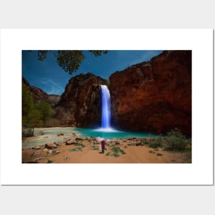 Havasu Falls light painting at night Posters and Art